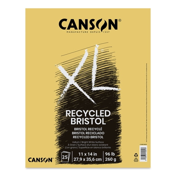 Canson XL Recycled Bristol Pad - 11" x 14", Fold-over, 25 Sheets