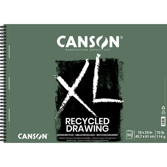 Canson XL Recycled Drawing Pad, 18 in x 24 in, 30 Sheets/Pad