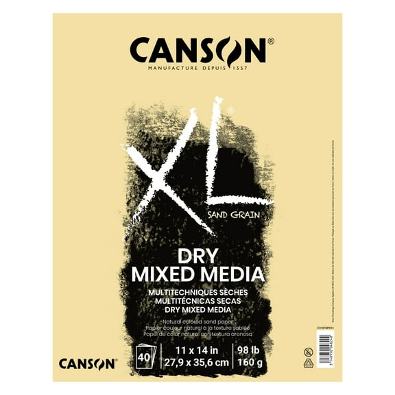 Canson XL Sand Grain Dry Mixed Media Pad, Natural, 11" x 14", 40 Shts./Pad