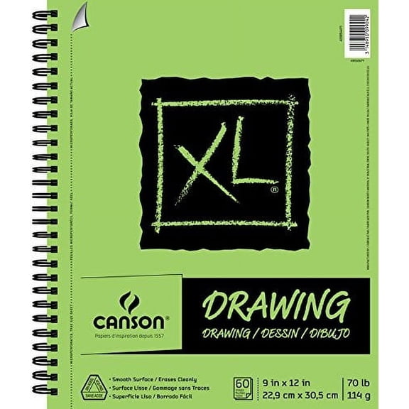 Canson XL Series Drawing Pad, Side Wire Bound, 9x12 inches, 60 Sheets - Artist Paper for Students, Marker, Pen, Ink, Pencil