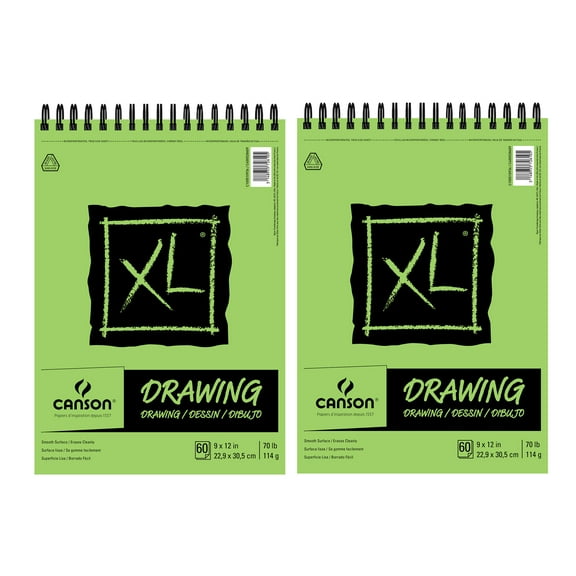 Canson XL Series Drawing Pad, Top Wire Binding, 60 Sheet, 9x12 inch, Pack of 2
