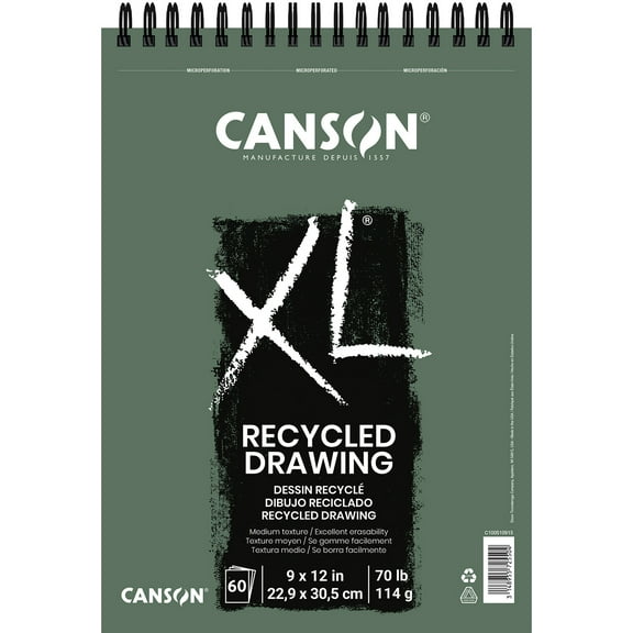 Canson XL Series Drawing Paper Pad, Recycled, Top Wire Binding, (70lb/114g), 60 Sheet, 9" x 12"