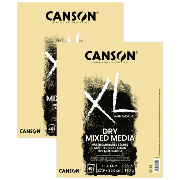 Canson XL Series Mixed Media Pad, Natural Tone, Foldover Binding, 10 Sheet, 11x14 inch, Pack of 2