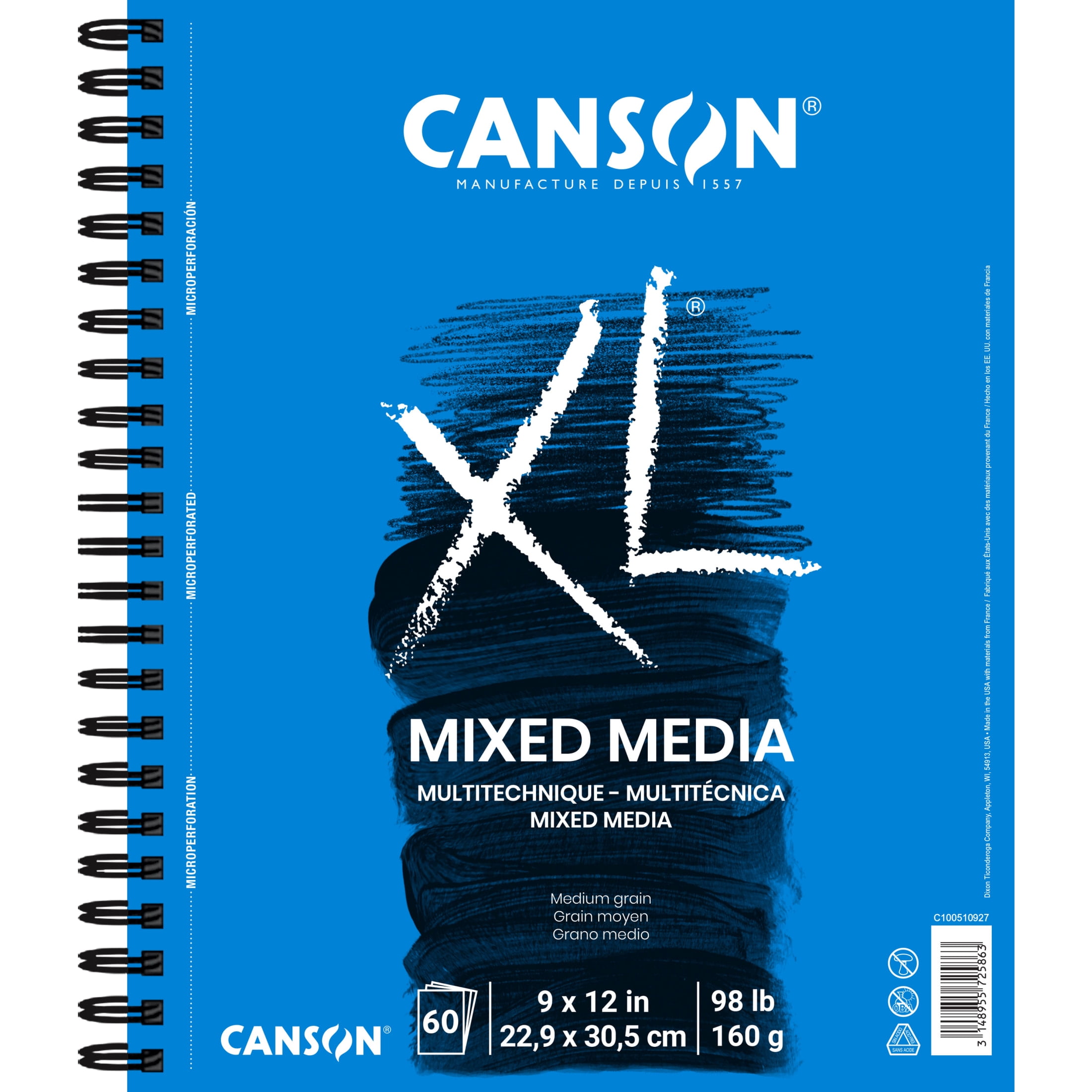 Canson XL Series Mixed Media Pad, Side Wire, 9x12 inches, 60