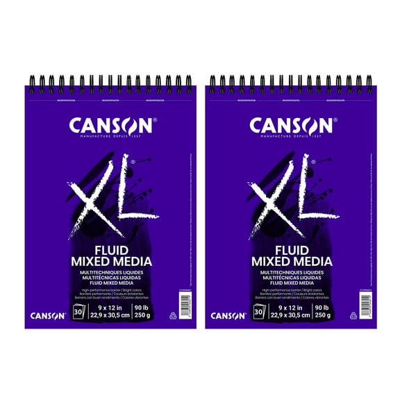 Canson XL Series Mixed Media Pad, Top Wire Binding, 30 Sheet, 9x12 inch, Pack of 2
