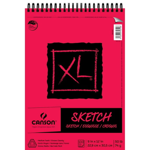 Canson XL Sketch Pad - 9" x 12", Wirebound Top, 100 Sheets