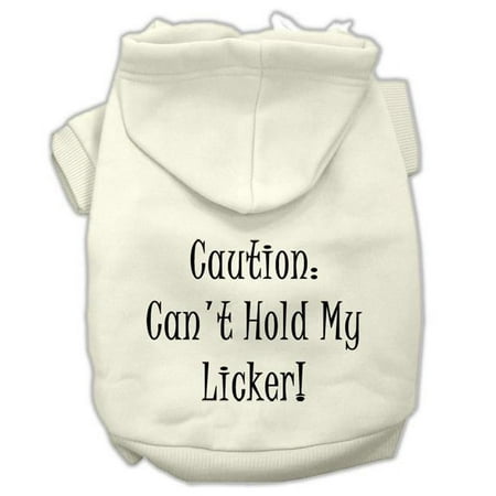 Cant Hold My Licker Screen Print Pet Hoodies, Cream - Large 14