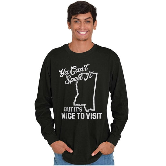 Cant Spell It Nice To Mississippi Plus Size Long Sleeve Graphic Tee Shirt Brisco Brands 2X