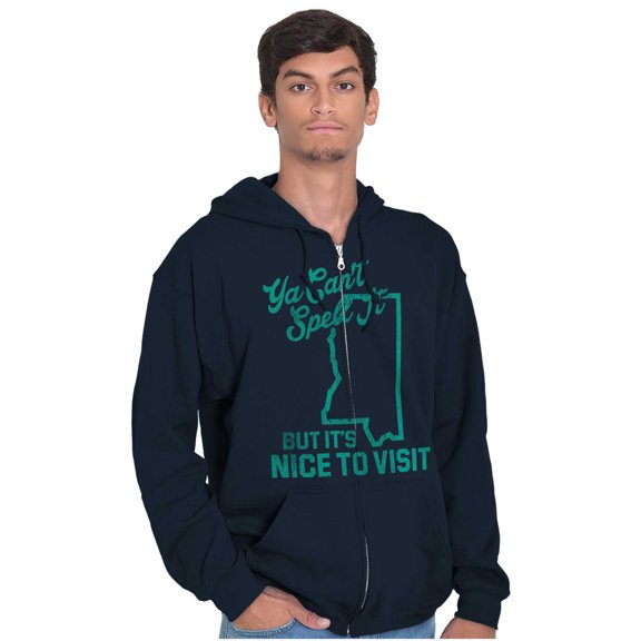 Cant Spell It Nice To Mississippi Unisex Fleece Graphic Zip Up Hoodie Brisco Brands 5X