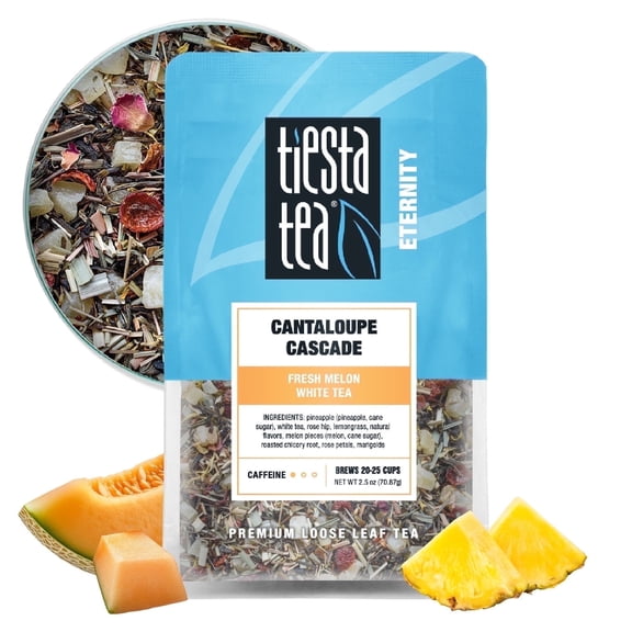 Tiesta Tea - Cantaloupe Cascade | Loose Leaf Herbal Tea | Caffeine-Free Melon Blend | Make Hot or Iced & Brews Up to 25 Cups | 2.5 Ounce Resealable Pouch