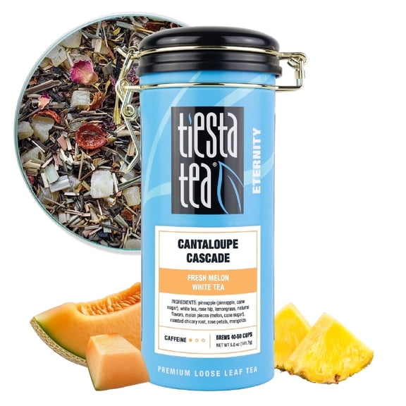 Tiesta Tea - Cantaloupe Cascade | Loose Leaf Herbal Tea | Caffeine-Free Melon Blend | Make Hot or Iced & Brews Up to 50 Cups | 5 Ounce Refillable Tin