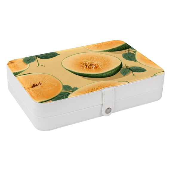 Cantaloupe Elegant PU Leather Jewelry Organizer Box with Removable Compartment - Portable Earring Organizer