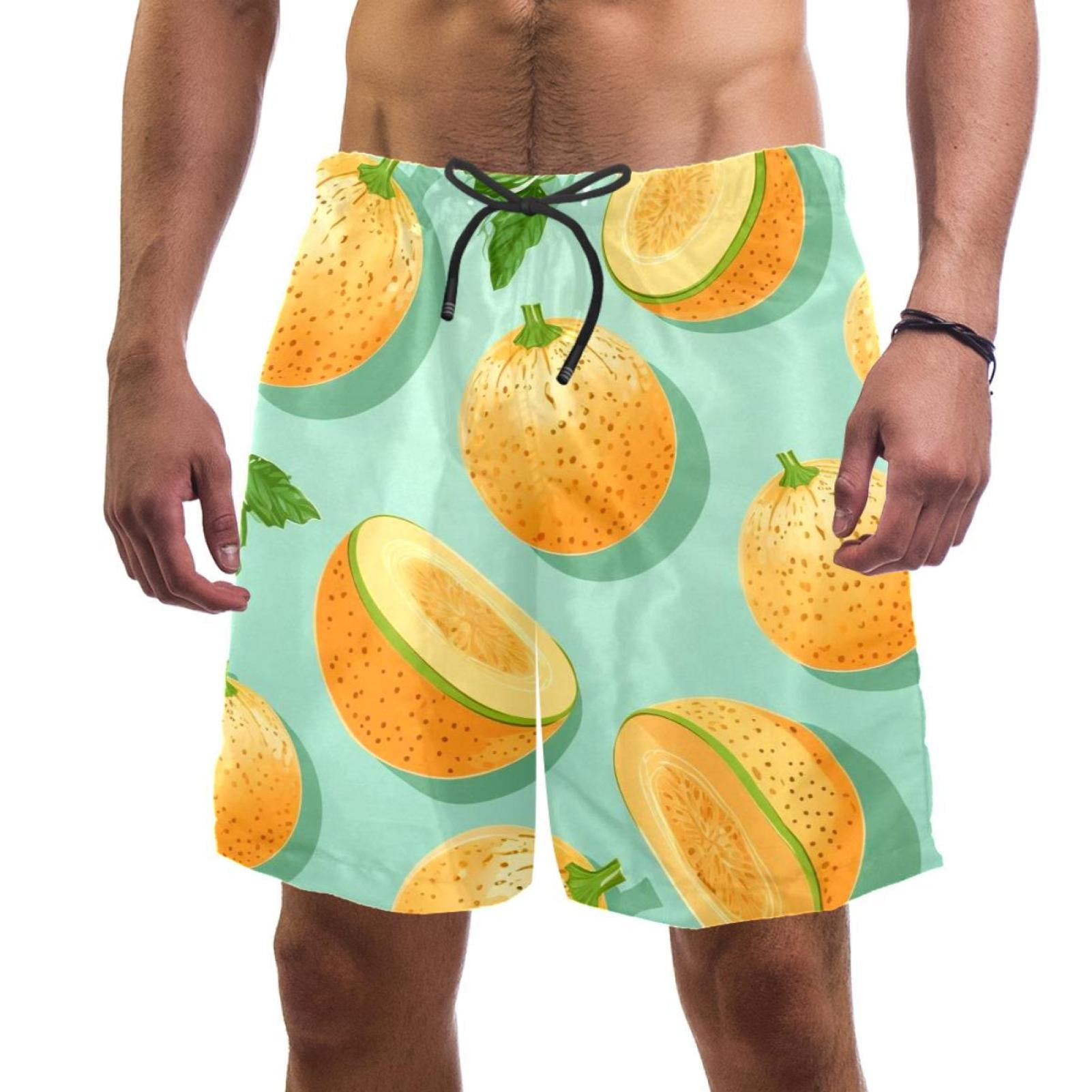 Cantaloupe Fruit Men's Swim Trunks, Quick Dry Swimwear Bathing Suit