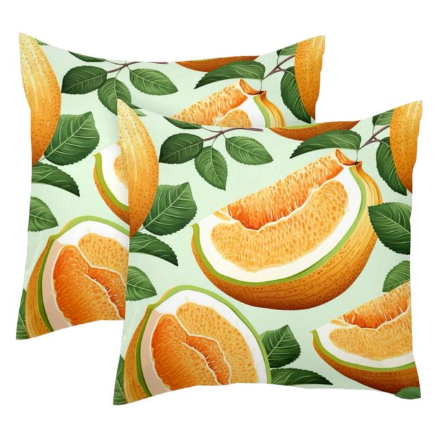 Cantaloupe Fruit Throw Pillow Covers, Set of 2 Square Pillowcase