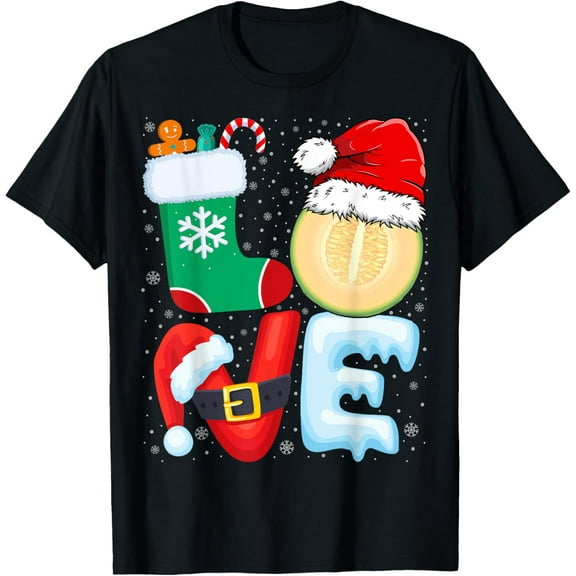 Cantaloupe Lover Cantaloupe Wearing Santa Hat Christmas Xmas T-Shirt