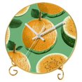 Cantaloupe Round Printed Clocks with Hooks and Gold Stand, Silent Non