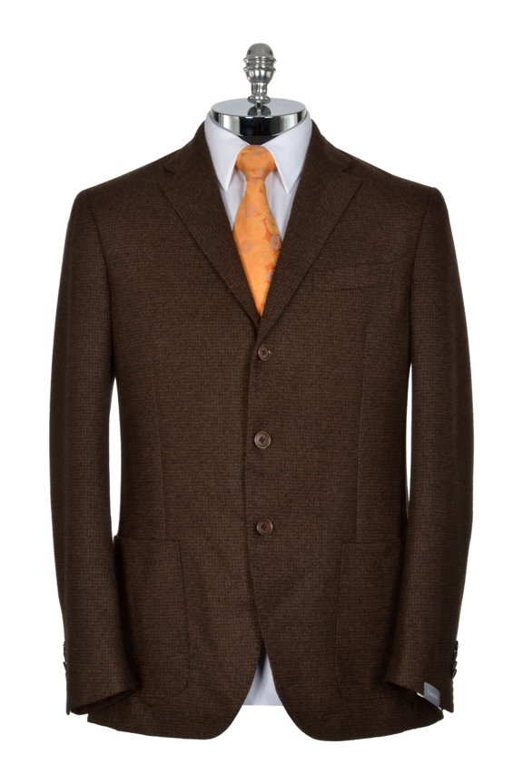 Mens Slim Virgin Wool Sport Coat 42 Long Brown Made In Italy