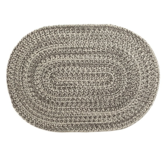 Cantebury Farmhouse Charcoal, Gray, Light Gray, White 2' x 3' Braided Oval Area Rug