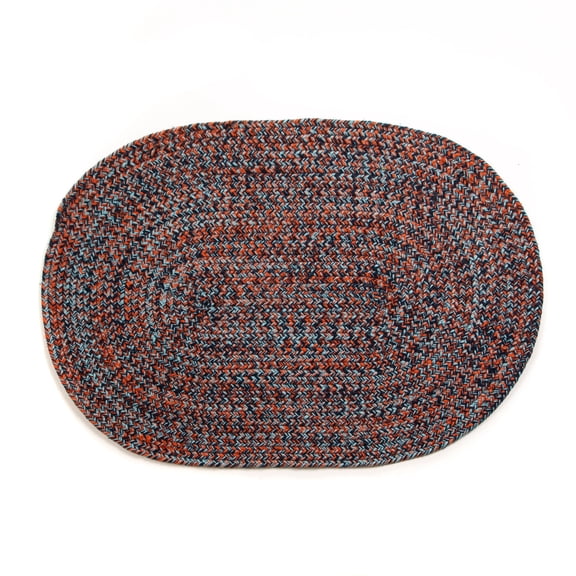 Cantebury Farmhouse Navy, Light Blue, Red 3' x 5' Braided Oval Area Rug