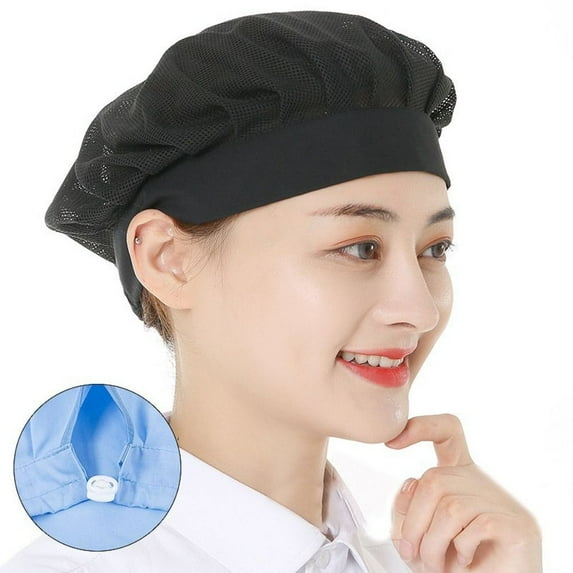 Canteen Catering Food Service Smoke-proof Dust Mesh Work Wear Breathable Cooking Hygienic Cap Hair Nets Work Hat Chef Hat BLACK BLACK-NET