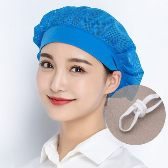 Canteen Catering Food Service Smoke-proof Dust Mesh Work Wear Breathable Cooking Hygienic Cap Hair Nets Work Hat Chef Hat LAKE BLUE LAKE BLUE-NET