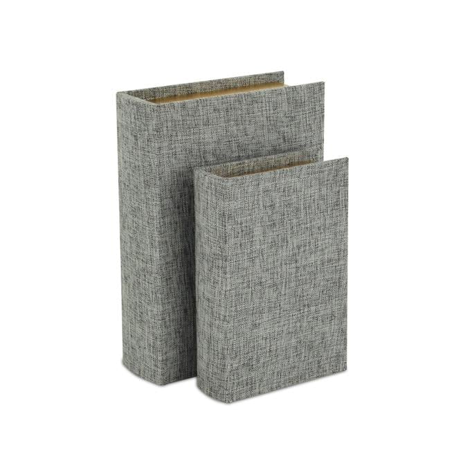 Gray Fabric Lidded Book Box Set with Gold-Finished Pages