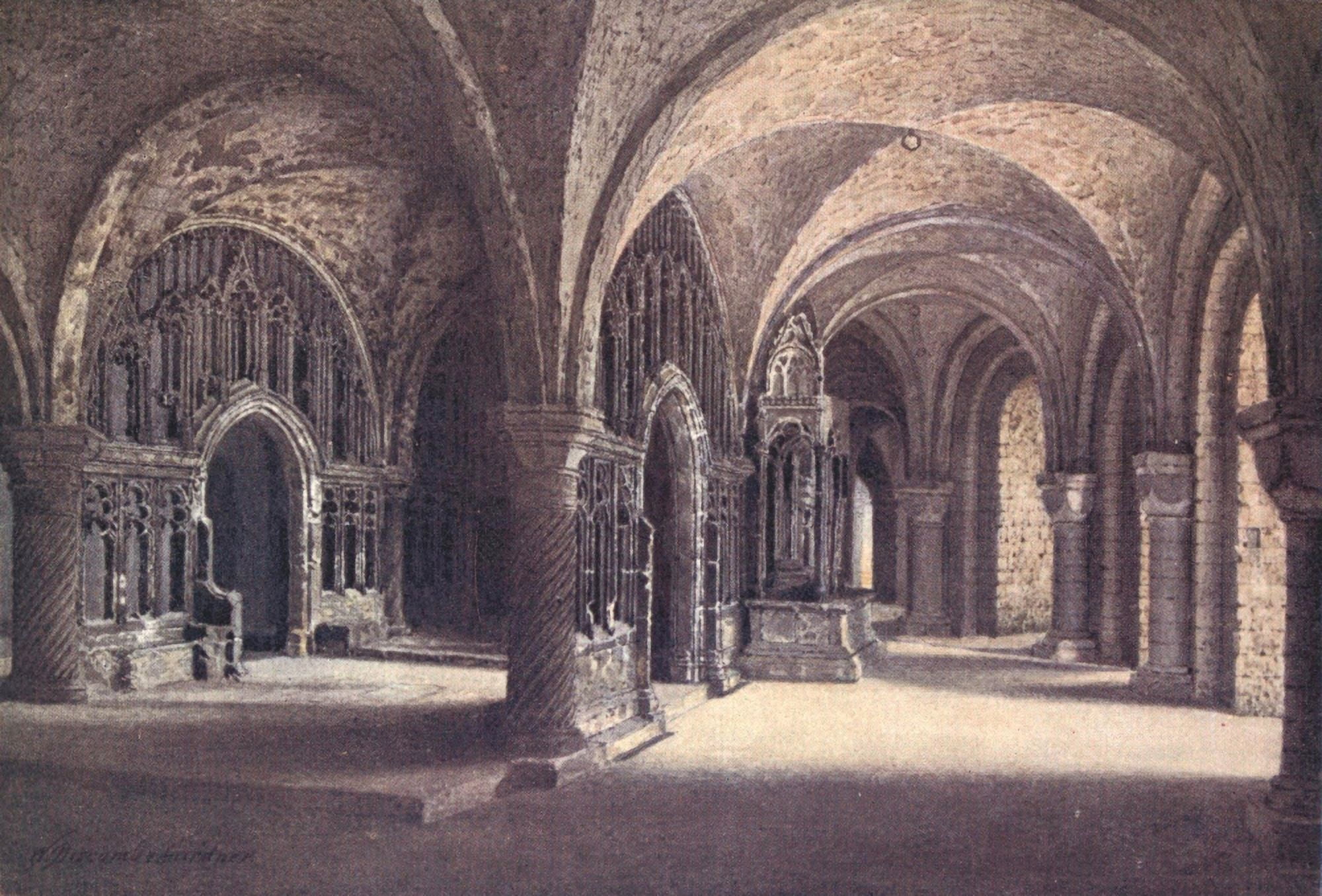 Canterbury 1907 Chapel of our Lady Undercroft Cathedral Canvas Art - William B Gardner (18 x 24)