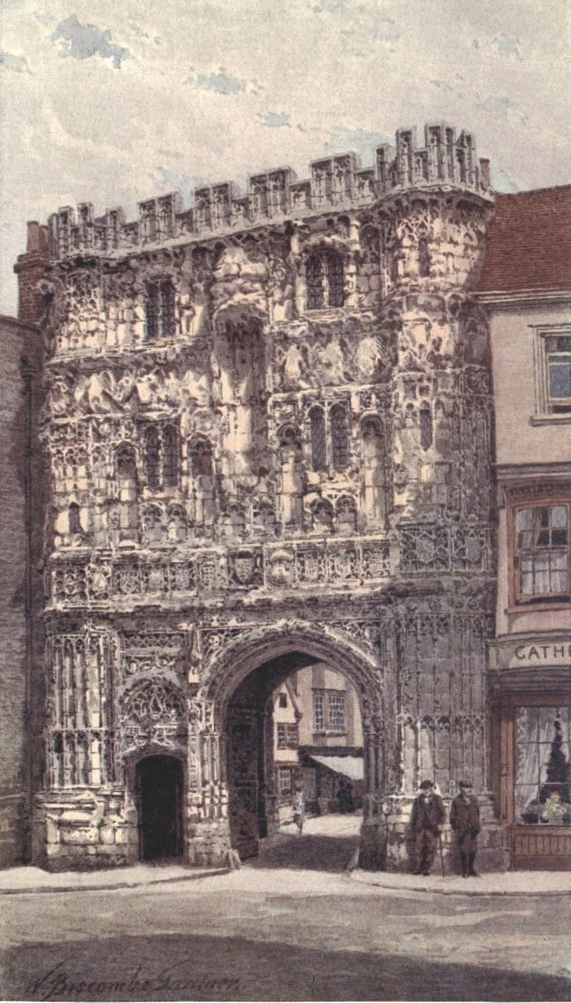 Canterbury 1907 Christ Church Gate Canvas Art - William B Gardner (18 x 24)