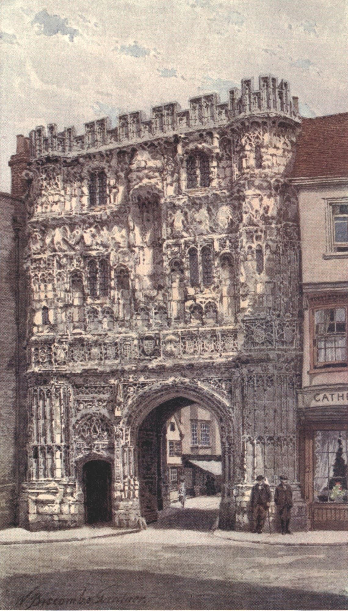 Canterbury 1907 Christ Church Gate Canvas Art - William B Gardner (24 x 36)