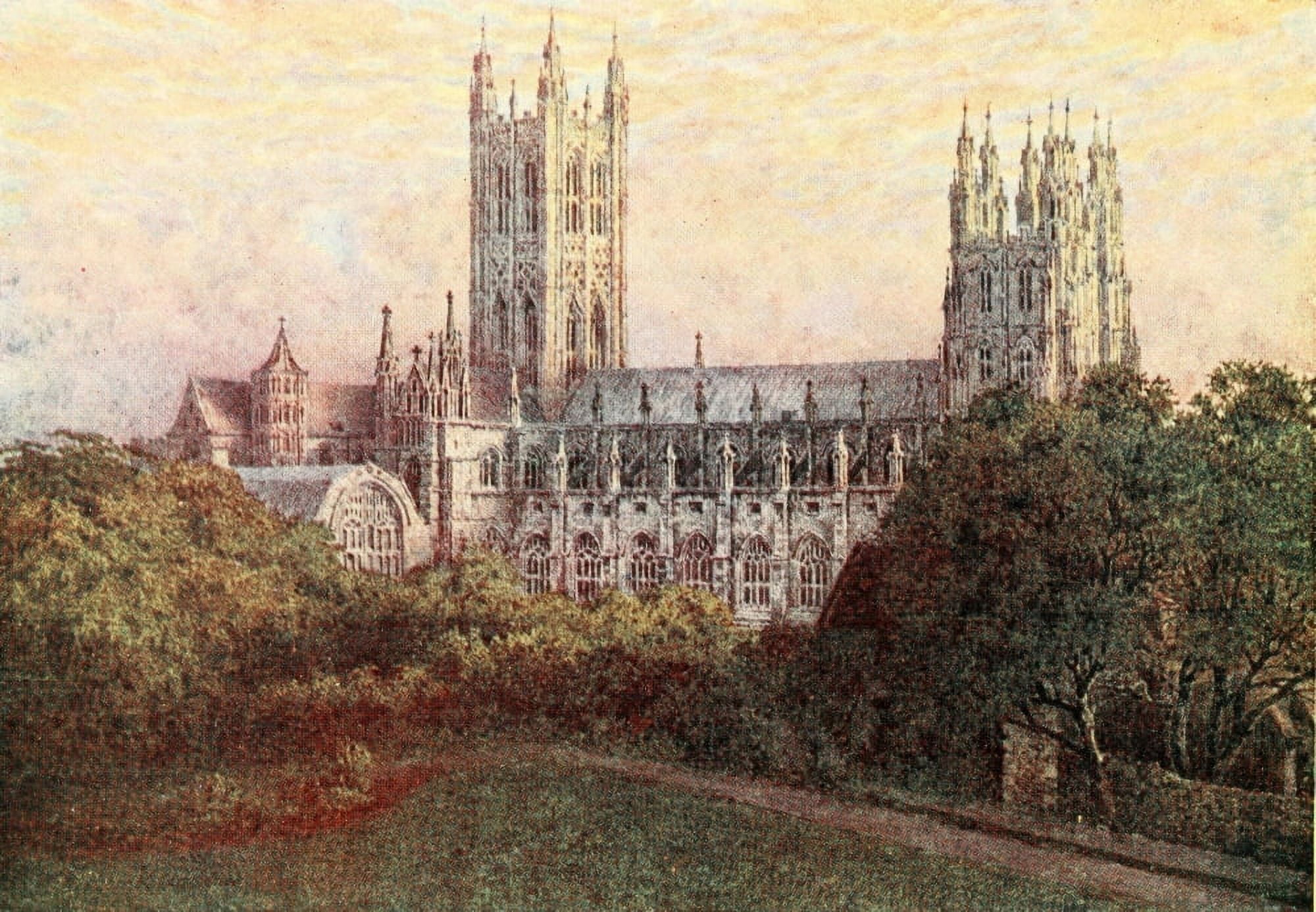 Canterbury 1907 North side of Canterbury Cathedral Canvas Art - William B Gardner (24 x 36)