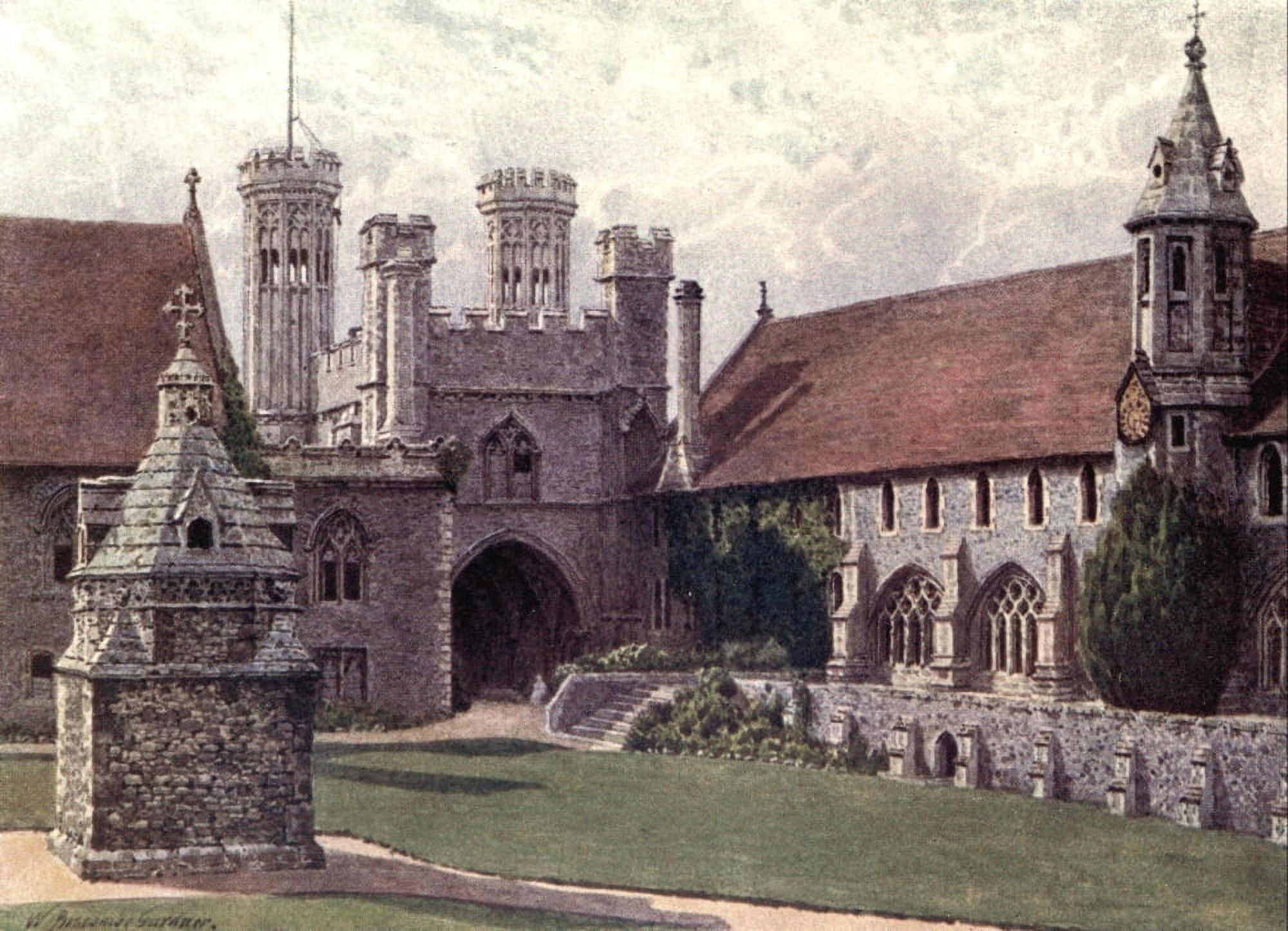 Canterbury 1907 Quadrangle at St Augustines College Canvas Art - William B Gardner (24 x 36)