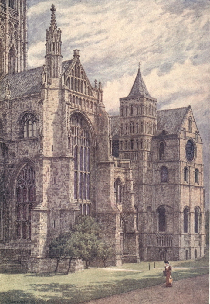 Canterbury 1907 South side of Cathedral Canvas Art - William B Gardner (18 x 24)