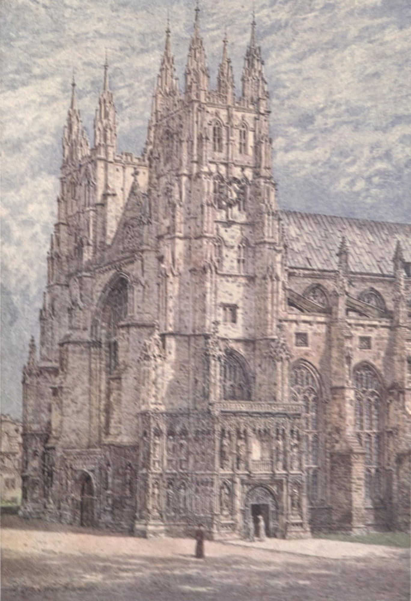 Canterbury 1907 West & South West entrances Cathedral Canvas Art - William B Gardner (18 x 24)