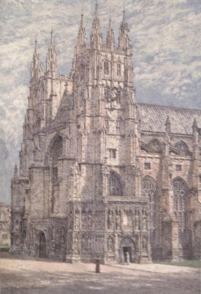 Canterbury 1907 West & South West entrances Cathedral Canvas Art - William B Gardner (24 x 36)