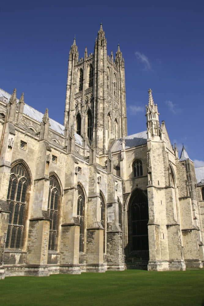 Canterbury Cathedral Exterior Canvas Art - Mark Thomas Design Pics (24 x 38)