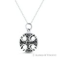 thumbnail image 1 of Canterbury Cross w/ Trinity Knot Triquetra Charm 25x16mm (1x0.6in) Pendant & Chain Necklace in Oxidized .925 Sterling Silver, 1 of 1