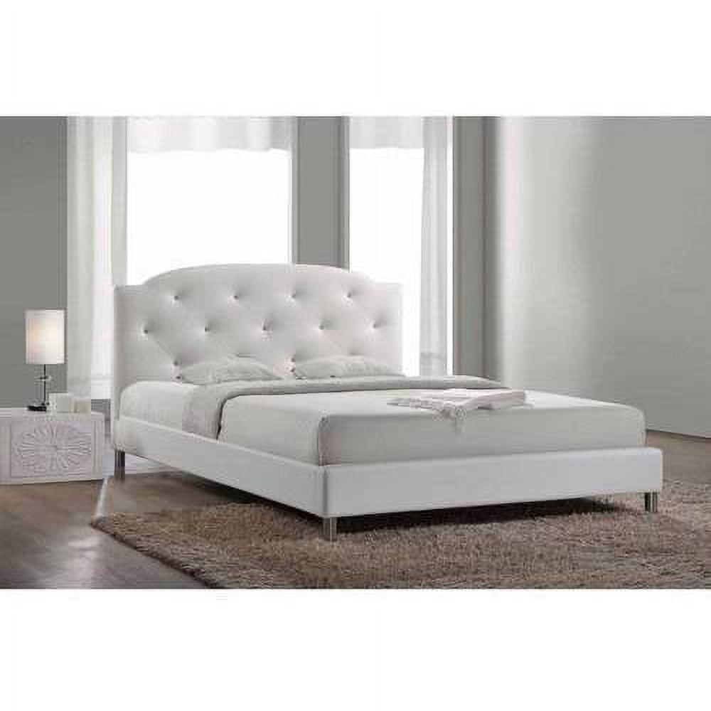 Canterbury White Leather Contemporary Queen Bed