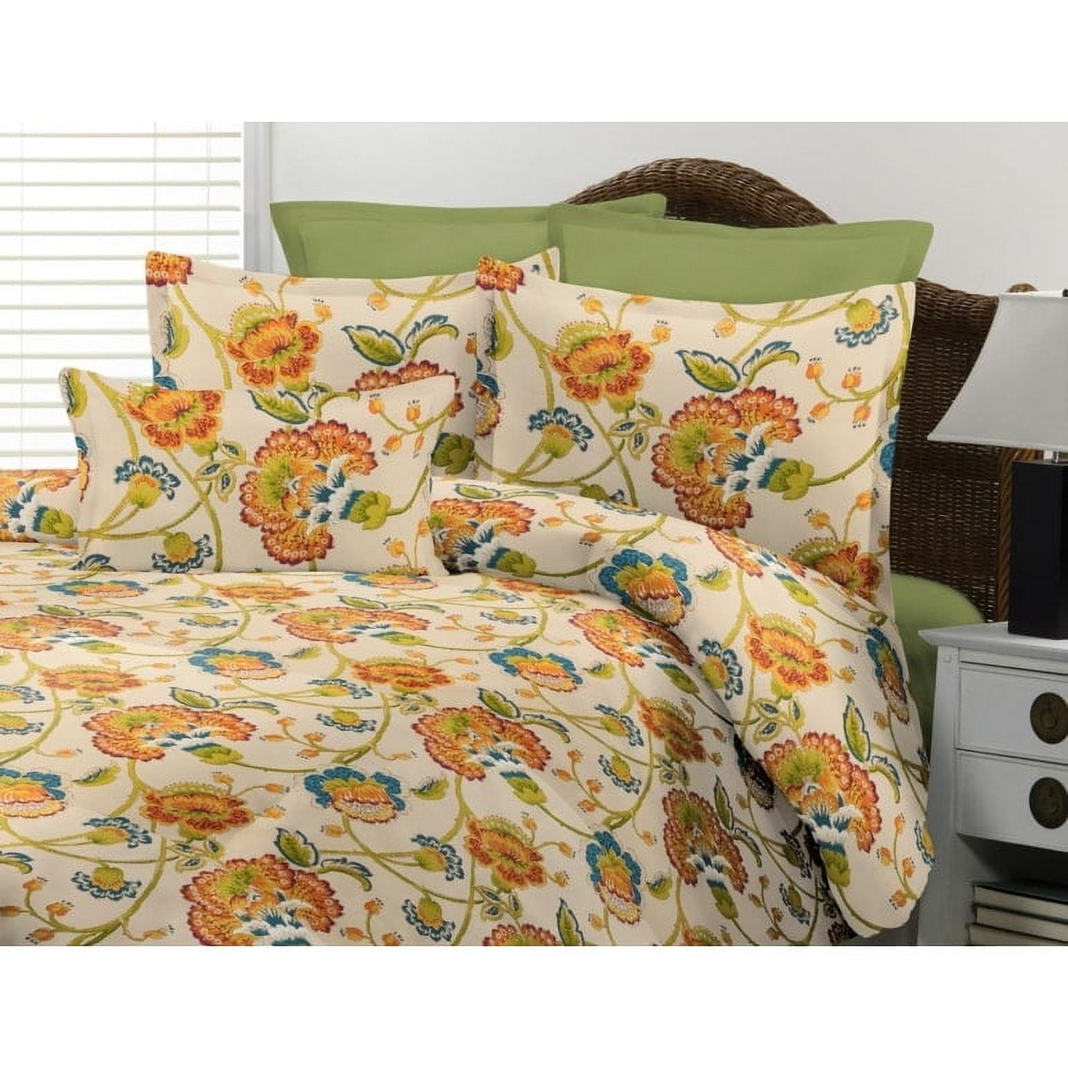 Canterbury Twin Traditional Floral Comforter Set with Green Bedskirt