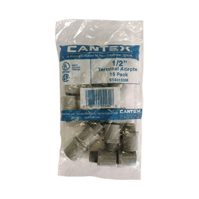 Cantex  1/2 in. Dia. PVC  Male Adapter  15 pk