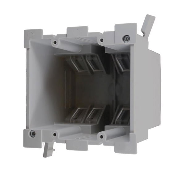 Cantex 3012613 34 cu. in. Old Work Rectangle PVC 2 Gang Outlet Box, Gray