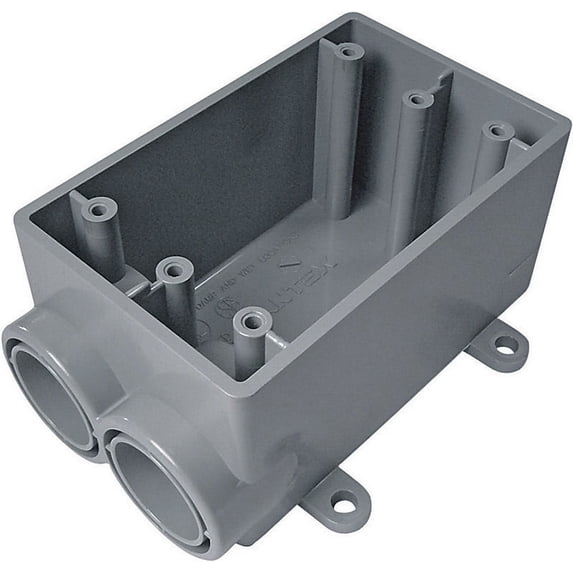 Cantex Weatherproof Box,2Inlet,1/2 in Hub,PVC 5133540