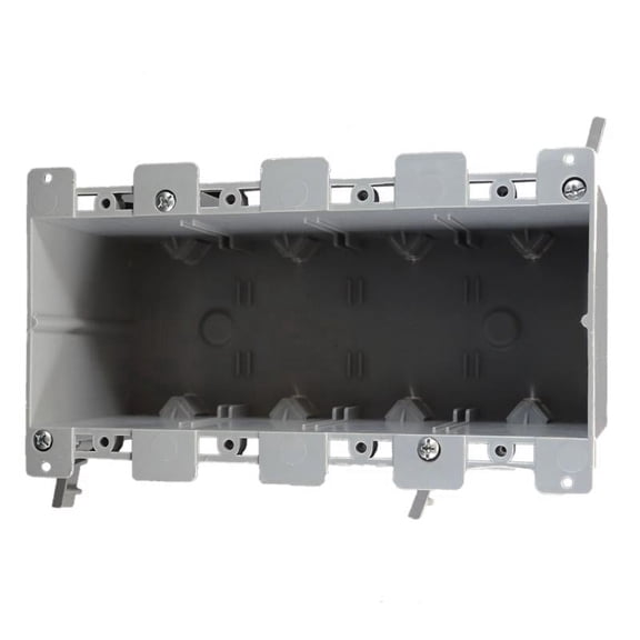Cantex 3012631 68 cu. in. Old Work Rectangle PVC 4 Gang Outlet Box, Gray