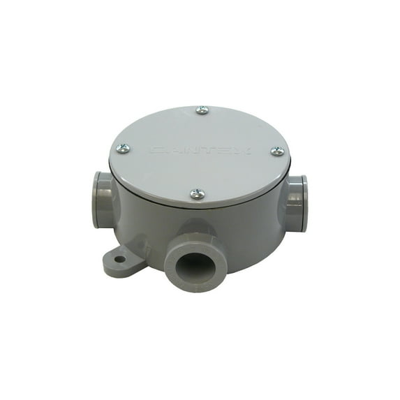 Cantex Weatherproof Box,1Gang,4Inlet,PVC 5133690