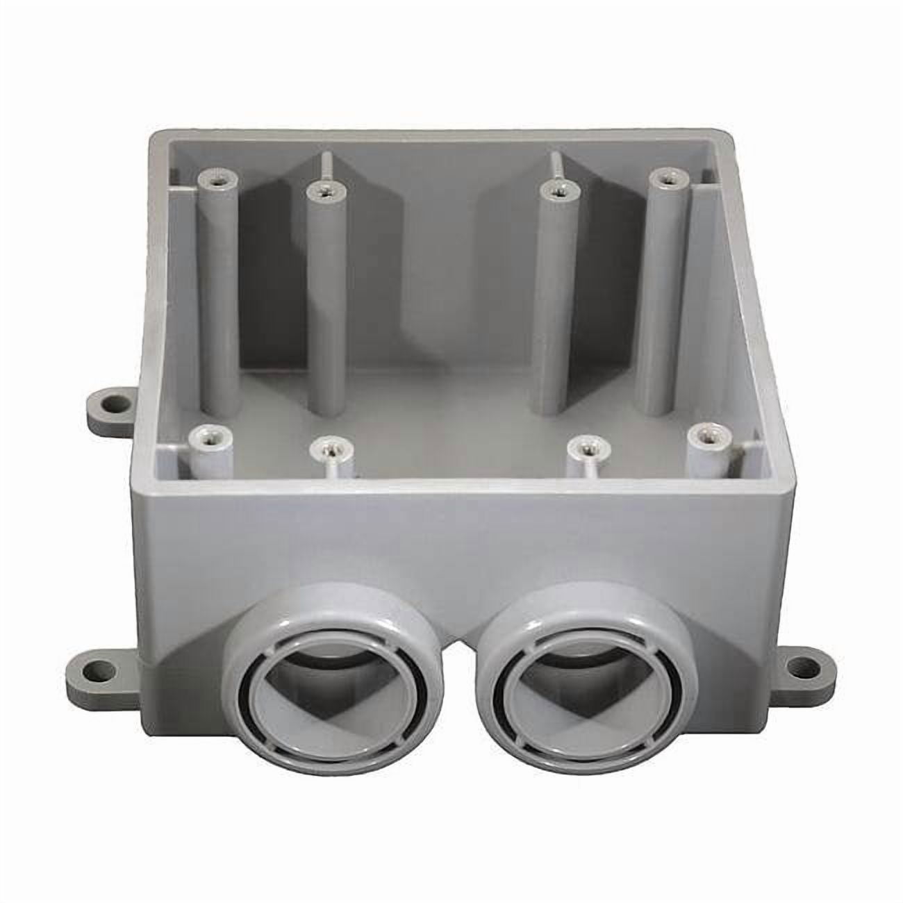 Cantex Weatherproof Electrical Box, 2-Gang, 2-Inlet, PVC Gray  PVC  5133390