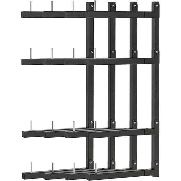 Cantilever Folding Wall-Mount Lumber Storage Rack 8 Tier 32 Inch Black
