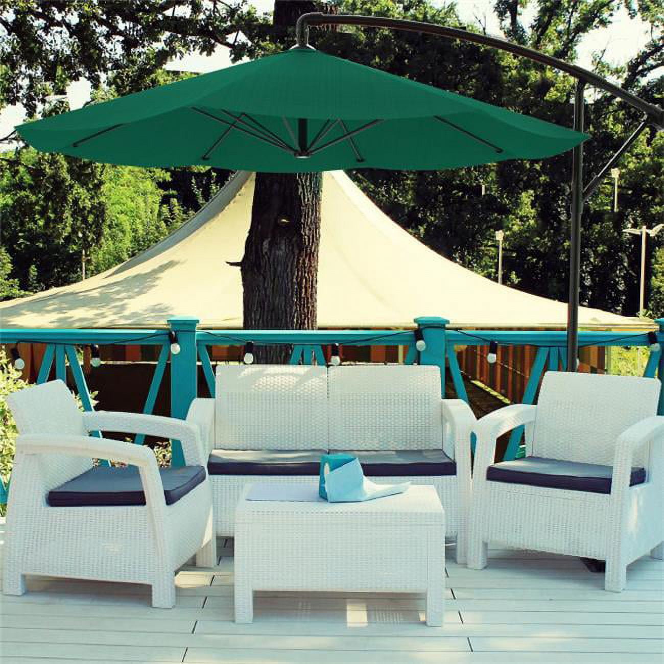 hunter green 9 foot wood patio umbrella Grosfillex Market - Diameter - Wooden Pole - Forest Perfect for any backyard 9 Foot