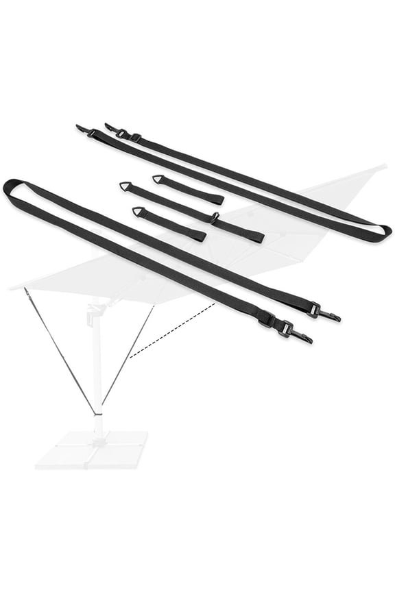 Cantilever Parasol Umbrella Wind Stabilizer Straps | Adjustable Polyester Windproof Fixed Bands | Fits Offset Patio Pool Umbrellas | Heavy Duty | Easy Install | 144-275cm | Double-Sided | 1 Pack