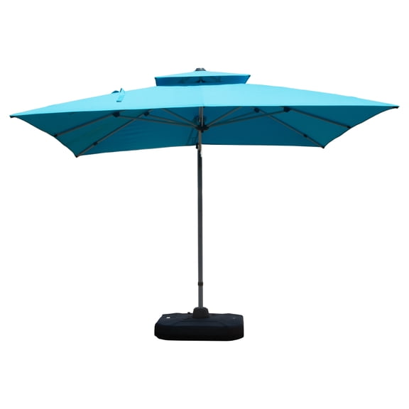 Cantilever Patio Umbrella HydraulicAssisted Opening 9Rib Aluminum Frame UPF50 Plus 5Position Tilt 360 Degree Foot Pedal Rotation Lake Blue Base Not Included
