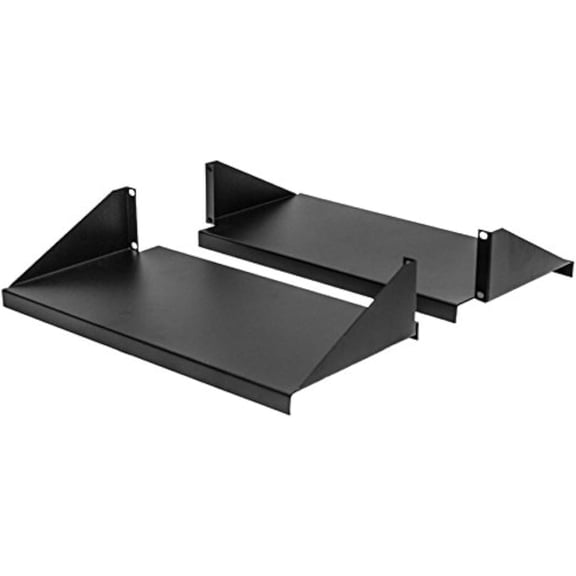 Cantilever Server Shelf Rack Mount 19 Inch 2U Black 2 piece Set Center Weighted