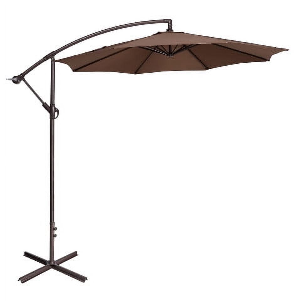 Cantilever Umbrella - 10FT Offset Outdoor Patio Umbrella with Tilt, Brown